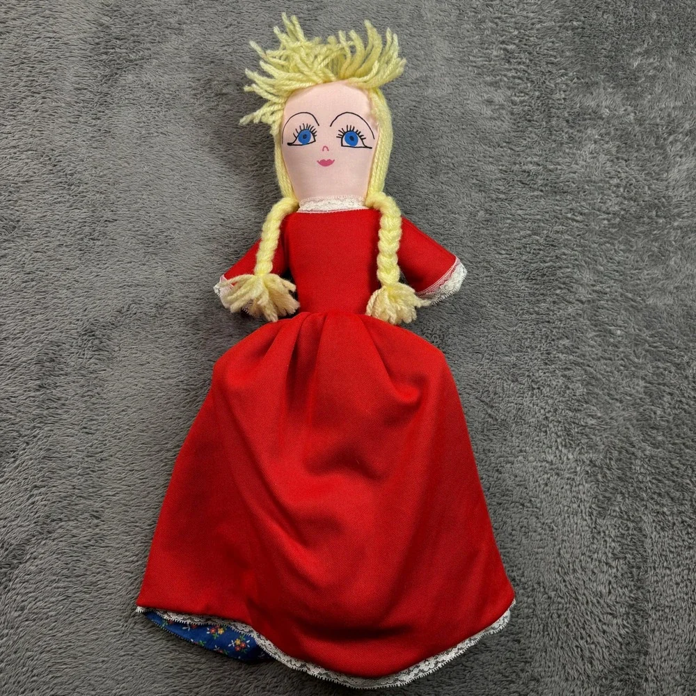 Vintage Little Red Riding Hood Topsy Turvy Doll 3-in-1 Red Blue Excellent 18in